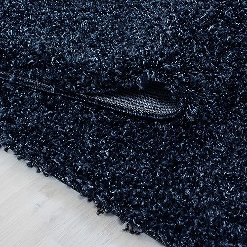 KADIMA DESIGN Hochflorteppich Einfarbig Uni Weich Flauschig Waschbar Strapazierfähig Langlebig Marineblau 80x80 cm Wohnzimmer Schlafzimmer Flur Fußbodenheizung geeignet Oeko-TEX | RHEIN