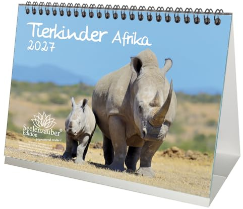 Tierkinder Afrika DIN A5 Tischkalender für 2027 verschiedene Tiere aus Afrika - Seelenzauber