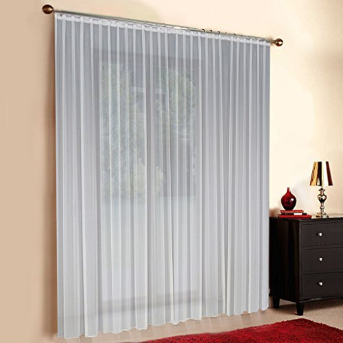 Sun World Gardinen nach Maß Voile Maßanfertigung, Vorhang nach Maß, Vorhänge nach Maß, Fenster, Automatik-Faltenband, 3er Falte, Faltenband (235cm Höhe x 250cm Breite)
