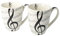 PPD I Love Music Henkelbecher, 2er Set, Kaffeetasse, Kaffee Becher, New Bone China, Weiß / Schwarz, 350 ml, 603062