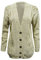 New Womens Everyday Long Sleeve Button Top Ladies Chunky Aran Cable Knit Grandad Cardigan (16-18 XL, Stone)