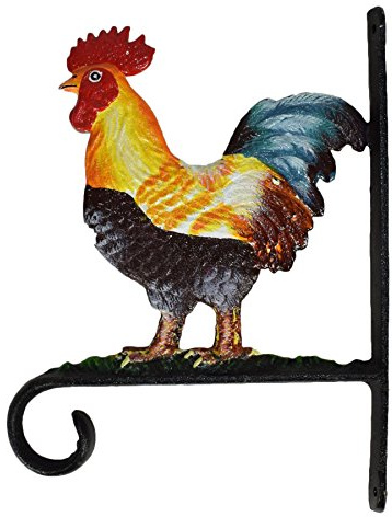 AB Tools Cockerel/Chicken Basket Flower Hook/Hanger Farm Cast Iron Door Wall House