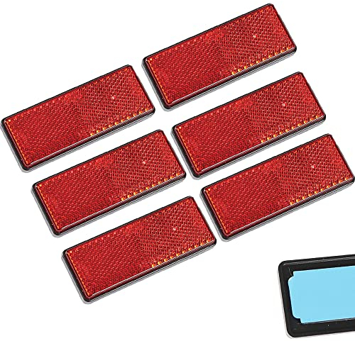 AOHEWEI 6 x Catarifrangenti Riflettori Autoadesiva Rettangolare Rosso Sicurezza Posteriore Riflettente Incollare per Recinzione Cancelli Rimorchio Caravan ECE Approvazione (Rosso)