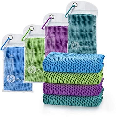 U-picks Kühlung Handtuch 100x30cm, Ice Handtuch, weiches, atmungsaktives Chilly Handtuch für Yoga, Sport, Fitnessstudio, Training, Camping, Laufen, Training & mehr (Blau/Grün/Violett/Türkis)