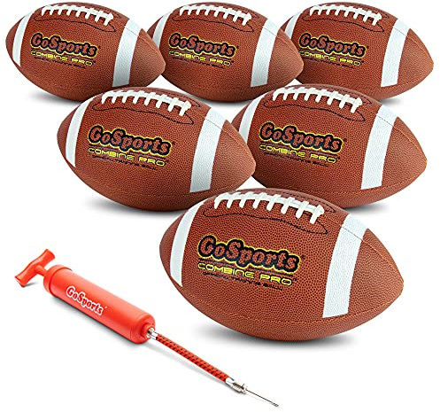 GoSports Combine Football 6er-Pack – Reguläre Größe für High School und College – Offizielle Composite-Lederbälle