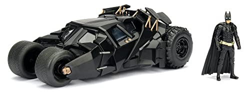 Jada Toys 253215005 The Dark Knight Batmobil, hochdetailiertes 1:24 Modellauto inkl. Batman Figur, Cockpit und Türen können geöffnet werden, mit Freilauf, schwarz
