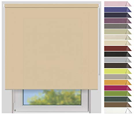 EFIXS Sichtschutzrollo Medium - Rollos nach Maß - 25 mm Rollowelle - Stoffbreite bis 240 cm, Höhe bis 240 cm - Hier: bis 240 cm x 150 cm (BxH) - beige (4999) - mit & ohne Bohren