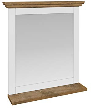 Woodkings® Bad Spiegel Kenia 73x68cm Holz Holzrahmen Badspiegel mit Ablage Wandspiegel Badmöbel Badezimmermöbel Massivholz Möbel (Weiß)