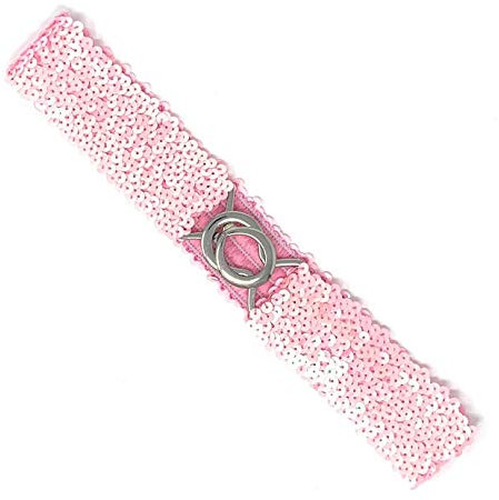 Cadoline Kleiner schmaler Paillettengürtel, rosa Gürtel, Länge/Breite: 62 x 5 cm, elastische Taille, Paillette-Stil