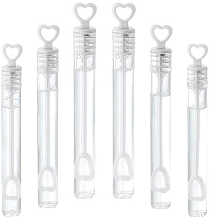 6 x Seifenblasen in Herzform, gefüllte Seifenblasen, Röhren, Flaschen, Hochzeit, Tischdekoration, Partygeschenke, Kindertütenfüller