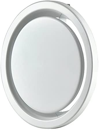 Blanco Ø 200mm Difusor de Extractor de Acero para Pared o Techo con Valvula de Disco, Muelles de Sujeción