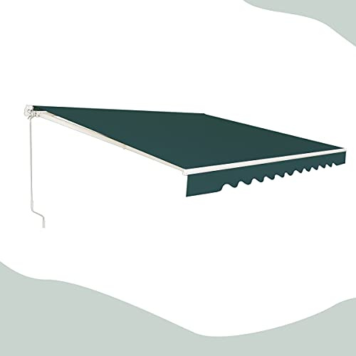 GOPLUS Toldo Retráctil Exterior Impermeable (300x250 cm, Verde) | Toldo Terraza con Manivela Manual, Ángulo Ajustable de 40°-100° y Estructura de Aluminio para Balcón Ventana