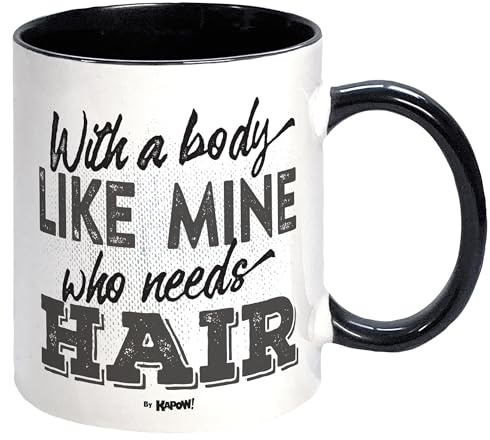 Bomblighters Baldy Mug - with a Body Like Mine who Needs Hair - Baldi Old Person Mug Gift for dad Father him Husband