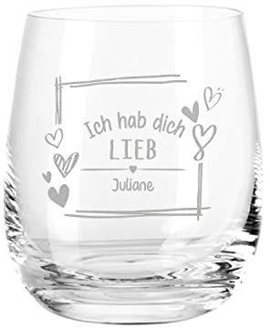 GRAVURZEILE Leonardo Tivoli Teelicht Glas - Ich hab dich Lieb Design - Personalisiert mit Wunschnamen - Geschenk zur Hochzeit, Verlobung, Jahrestag & Valentinstag
