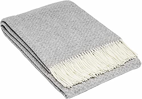 Merino Wolldecke 140x200 – Weiche Merino Decke mit 10% Kaschmir – Luxuriöse Schafwolldecke mit Tasseln – Warme Wolldecke für Sofa, Bett & Outdoor – Stylish Weiche Kuscheldecke - Nostra Wolldecken