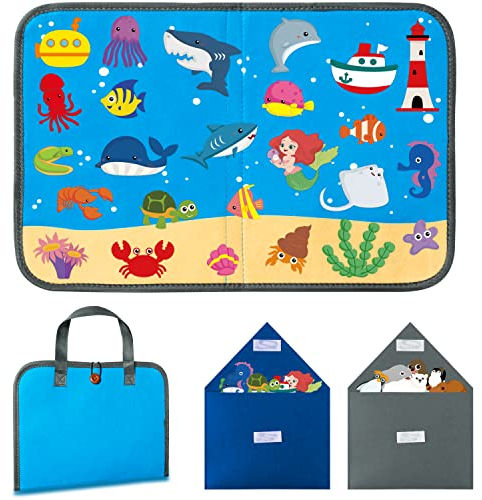 WATINC Busy Board Reise Filzbrett Montessori Sensorik Spielzeug für Kleinkinder 53 Stück Polare Meerestiere Wiederverwendbar Story Filztafel Einfach zu tragen Kindergeburtstagsgeschenk Jungen