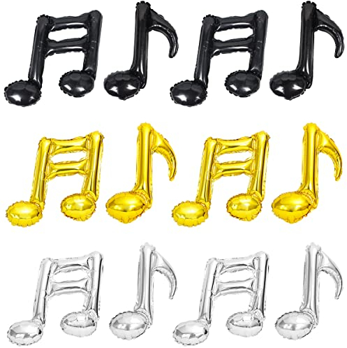Kawailay 24 Stück Musiknoten Luftballon Folienballon Musical Zeichen Aluminium Ballon Musik Thema Dekoration Ballon für Konzert Tanz Party Hochzeit Geburtstag Abschlussfeier - 3 Farben