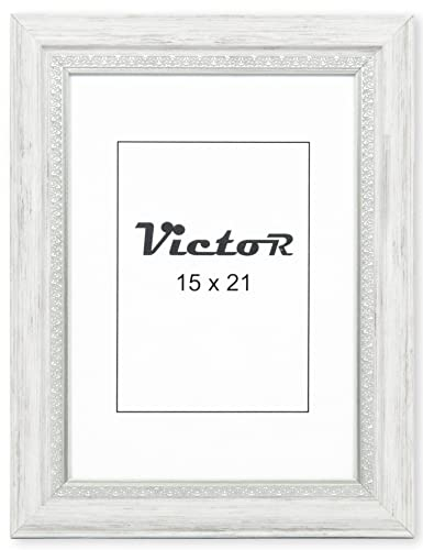 VictoR Bilderrahmen Boho Weiß in 15x21 cm (A5) - Leiste: 30x16mm - Fotorahmen Vintage Deko Rustikal - Bilderrahmen Weiß 15x20 - Landhaus