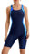 Veranohub Maillot de Bain Une pièce pour Femme Longueur Genou Athletic Racerback Maillots de Bain Coupe conservatrice(Marine/B,EU44)