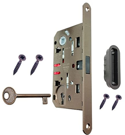 Serratura Magnetica POLARIS AGB con Fronte 18x196 mm. (INTER. 90 ENTR. 50, FORO CHIAVE, BRONZATO)