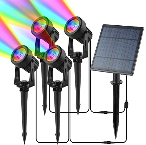 CORESLUX Solarlampen für Außen Garten, RGB Gartenleuchten Solar IP65 Wasserdicht, Farbverändernde Gartenbeleuchtung Solar Außen Solarstrahler Yard Rasen Pfad 4 in 1