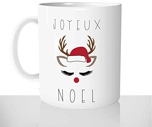 Mug-Cadeau Renne Joyeux Noel - Tasse Idée Cadeau Original Femme Mignon Offrir Pere-Noel - Fêtes de Noël Voeux