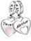 MGIUL Mother-Daughter Double Heart Split Dangle Anhänger Perlen für Frauen Armbänder Halsketten 925 Sterling Silvers Schmuck Geschenk für Mädchen.