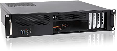 RackChoice 2U Server Chassis Short Depth 14.17 Front I/O with 2 x 3.5“ (int.) mATX M/B,Support ATX PSU with Either top or Side Cooling
