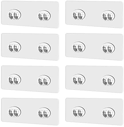Brelet 8 PCS Corner Shower Caddy Organizer Adhesive Sticker Hooks, Transparent Bathroom Shelf Wall Mount Hook Sticker for Toothbrush Holder, Replacement for Kitchen Corner Shelf
