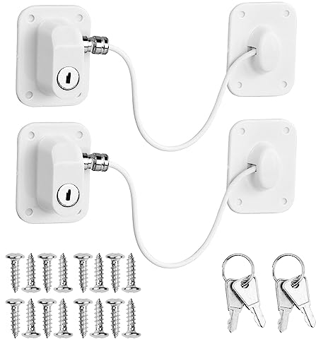 Anseom 2pcs Candado Nevera Con Llave, Bloqueo de Seguridad para Refrigerador Juego de Cerradura de Refrigerador para bebés niños para aplicaciones domésticas y comerciales