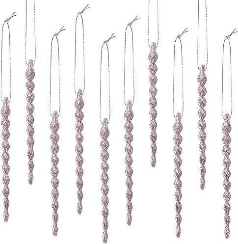 30 Pieces Plastic Icicle Twisted Plastic Icicle Christmas Ornaments Icicle Decoration Christmas Tree and Holiday Xmas Party Wedding Hanging (Rose Gold,5.9 Inch)