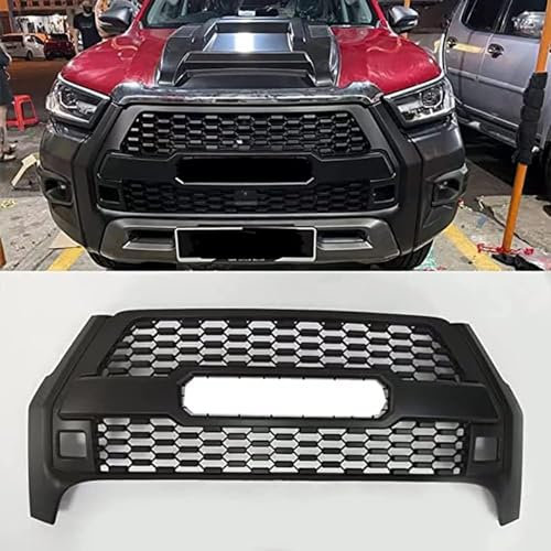 Auto Frontschürze Grill für Toyota Hilux Revo Rocco 2021,Frontgrill Mittel netz gitter Montage rahmen abdeckung Außen Bodykit Teil