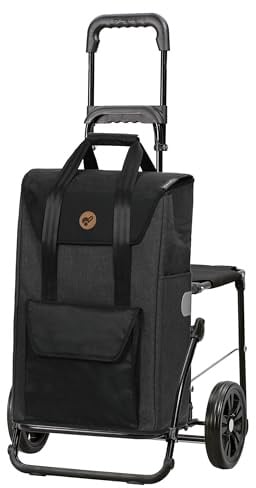 Andersen Chariot de courses Senta 2.0 - Noir - 49 l - Élégant - Imperméable - Pliable - Avec siège - Multifonction, 198-028-82