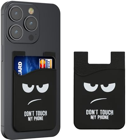 kwmobile Tarjetero Adhesivo para Movil - 2X Porta Tarjetas Adhesivo Espacio para 4 Tarjetas y Billetes - 2X Card Holder para Smartphone - Don't Touch my Phone