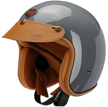 Leichte Retro Motorradhalbhelm Jethelme für Herren Damen, 3/4 Open Face Motorradhelm DOT/ECE-Zulassung Vintage Motorrad für Cruiser Chopper Biker Moped Elektrofahrzeuge,S=52-54cm ,T