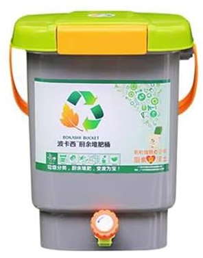 Compostiera da Giardino Sistema di compostaggio Bokashi for interni, secchi for compost da cucina con rubinetto, coperchio a chiusura ermetica, modo pratico for raccogliere tutti i rifiuti organici -