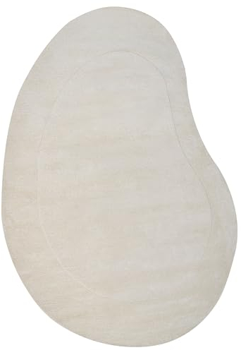 Teppich Viskose Wolle beige einfarbig asymmetrisch strukturiert 160x230cm Masso