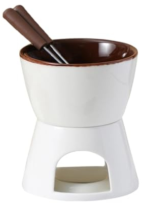 DimyFew Chocolate Fondue Pot Tea Light Porcelain Melting Pot Cheese Melting Wedding with 2 Fork Fondue Pot Set Melt Hot Pot Bowl Set