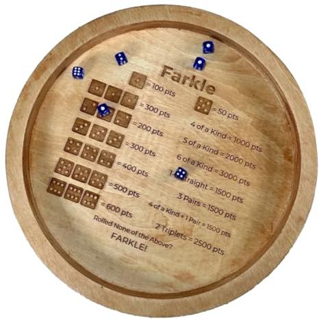 Bimhayuu Würfeltablett aus Holz für Farkle Classic Würfelspiel klassisches Würfelspiel-Tablett Würfeltablett-Halter aus Holz für die Klassische Familienspiel-Reiseparty (18CM)