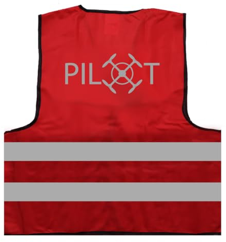 Drohnenpilot Warnweste BZW. Signalweste mit reflektierendem Aufdruck - Größe XXL / 3XL, Rot