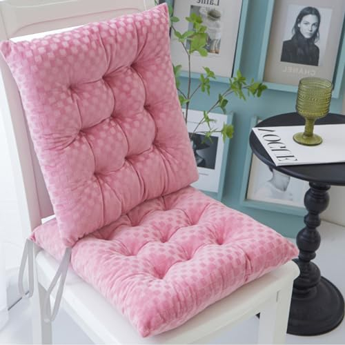 BaoTom 2er/4er Set Stuhlkissen 40 x 40cm Sitzkissen mit Bändern Einfarbige Auflagen für Stühle Kristall Samt Sitzkissen Weicher PP Baumwolle Bodenkissen Esszimmerstuhlkissen(B-Pink,2PC*40 * 40 * 7cm)