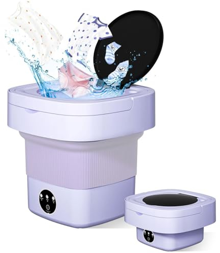 Taylor & Brown Portable Washing Machine, 10L 2 in 1 Mini Portable Washer Machine, Foldable Small Smart Laundry Machine with 3 Cleaning Modes for Baby Clothes, Underwear, Camping, RV, Travel, Purple