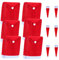 Tibroni 6 Stuhlhussen Weihnachten Set, Weihnachtsstuhlbezug Weihnachtsdekoration mit 6 Weihnachtsmütze für Gabel Messer, Stuhlbezug Stuhl Abdeckung Stuhlabdeckung für Neujahr Weihnachtsfeier