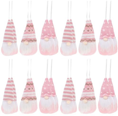 Ciieeo STK Weihnachtspuppe Weihnachtsbaum-anhänger Weihnachtszwerg-anhänger Plüsch-wichtel- Weihnachtsbaum Hängendes Schild Kleine Wichtelfiguren Zwergpuppe Rosa Stoff
