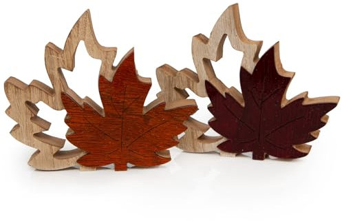 Logbuch-Verlag Herbst Dekoration Blätter aus Holz zum Hinstellen 15 x 14 cm Ahorn Natur braun