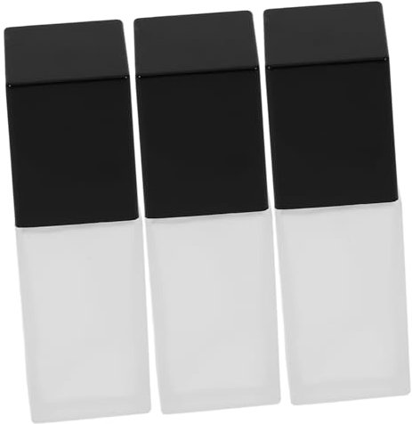 WOONEKY 3pièces Bouteilles Verre pour Fond De Teint avec Pompe Pression Contenants Cosmétiques Rechargeables Matériau Couverture Noire
