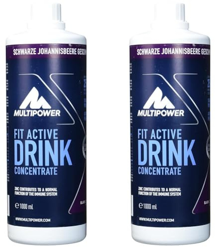 Multipower Fit Active Drink Konzentrat – Konzentrat zur Herstellung zuckerfreier Fitness Getränke für Sportler und zum Muskelaufbau – Schwarze Johannisbeere Geschmack – 1 x 1 l (Packung mit 2)