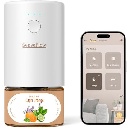 SenseFlow Difusor Aceites Esenciales Difusor de Aromas Smart Wi-Fi SF101S -Ultrasónico Sin Agua, 100 % Vegetal, Aromaterapia120 Días, para Hogar, Hotel y Estudio Hasta 100 ㎡ - Naranja de Capri