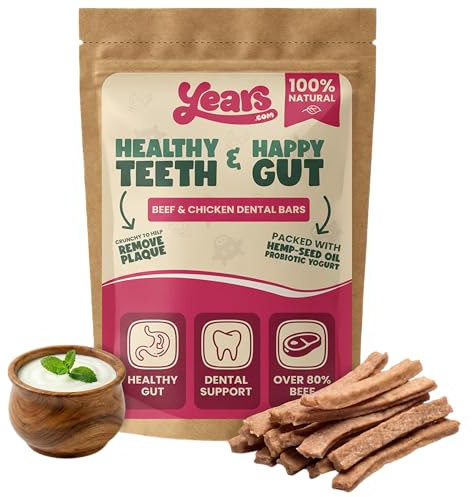 YEARS Beef & Chicken Dog Dental Chews for Digestion - Probiotic 120g