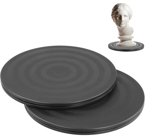 QWORK® 2 Pack 8 Inch Heavy Duty Lazy Susan with Steel Ball Bearings, Double-Sided 360° Rotating Turntable, Anti-Slip Design for Electronics, Plants, and Crafts
